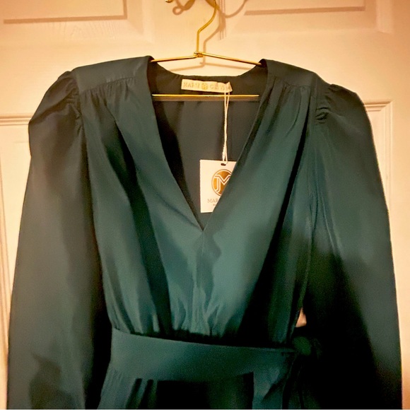 NWT Marie Oliver mini Umbra taffeta dress in pond size L - Picture 4 of 9